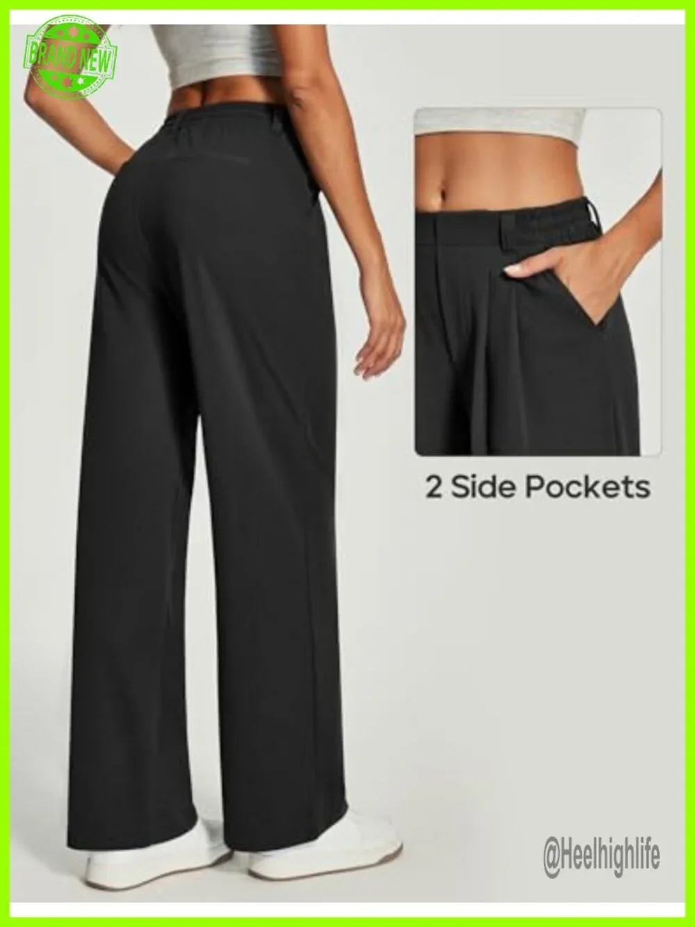 Wide Leg Stretchy Work Pants Women Dress Pants Business Casual Pull On Trousers